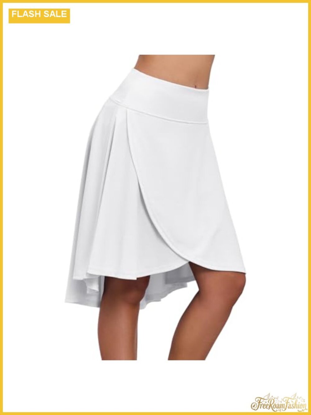 High Waist Wrap Skort with Built-in Shorts Asymmetric Ruffle Hem